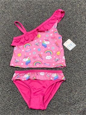 Brand new Swiggles girls size 4T unicorn two piece tankini swimsuit